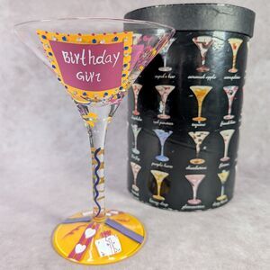 Lolita Love My Martini Glass Birthday Girl Hand Painted Recipe With Original Box